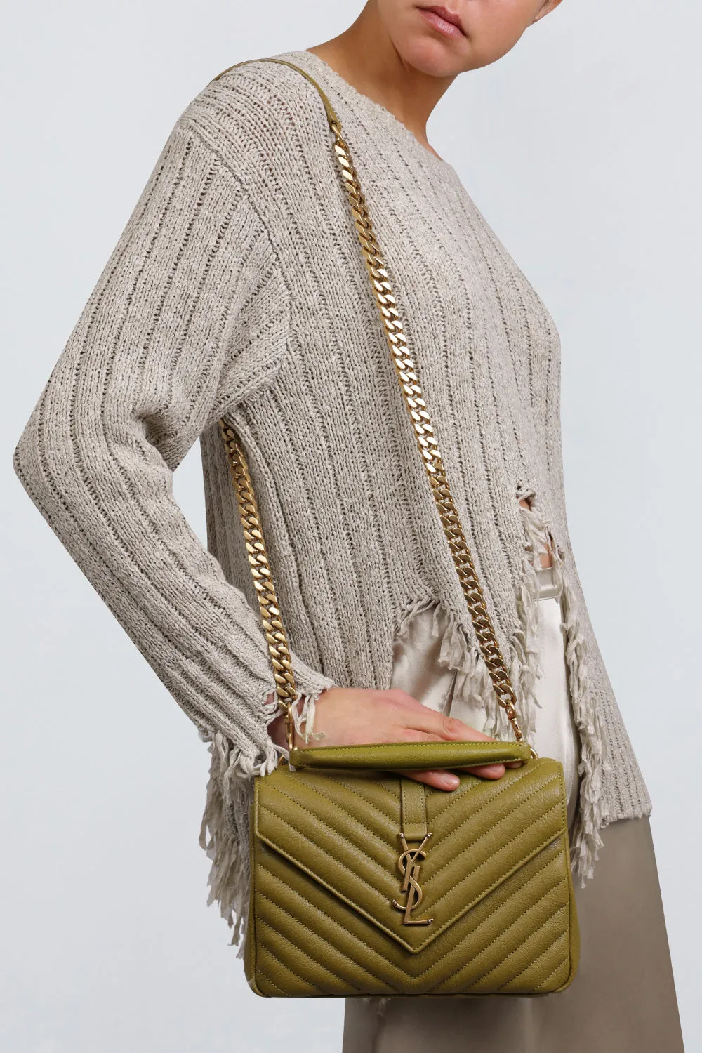 MEDIUM COLLEGE BAG OLIVE/GOLD