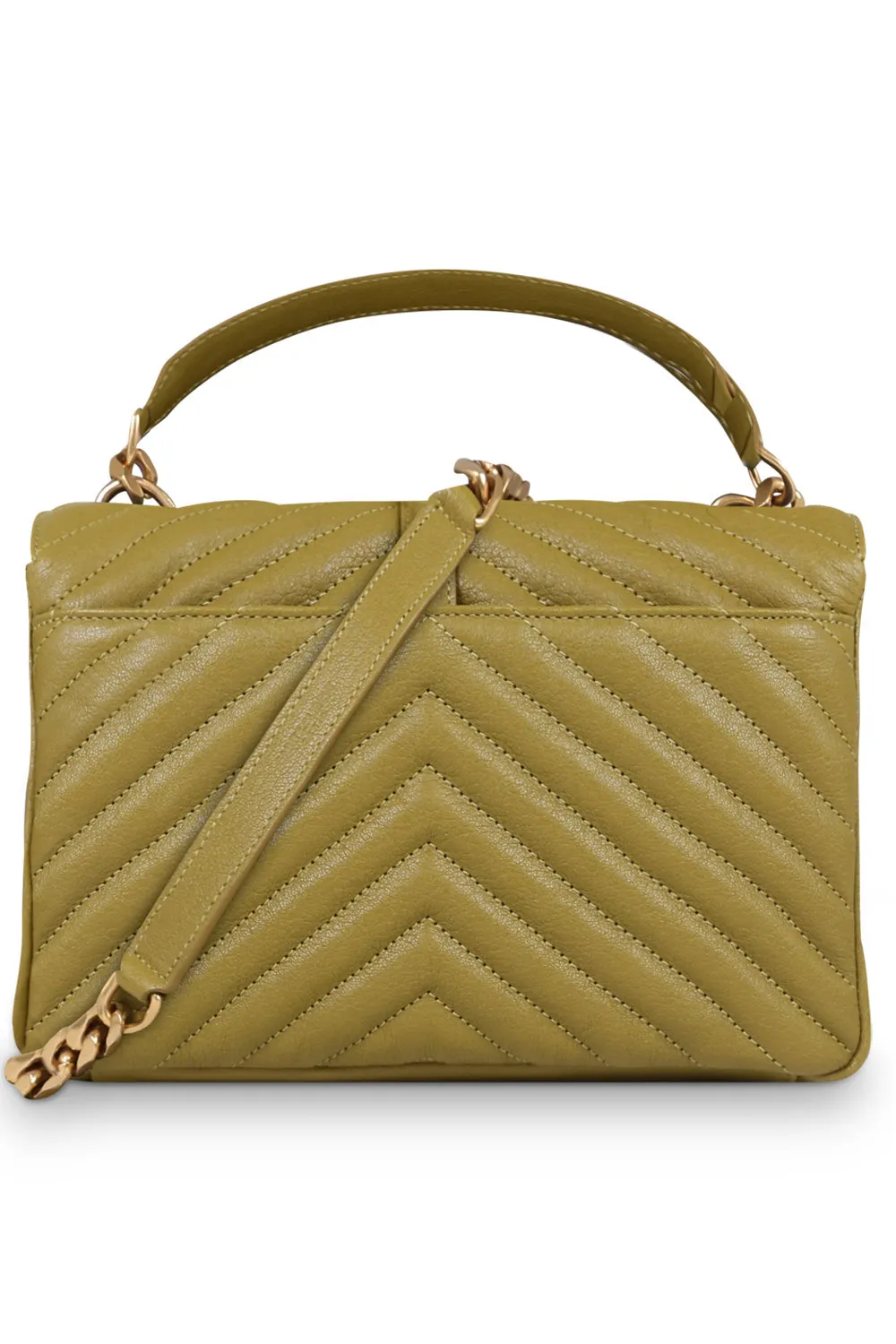 MEDIUM COLLEGE BAG OLIVE/GOLD