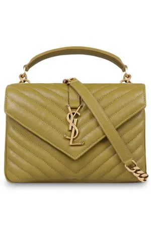 MEDIUM COLLEGE BAG OLIVE/GOLD