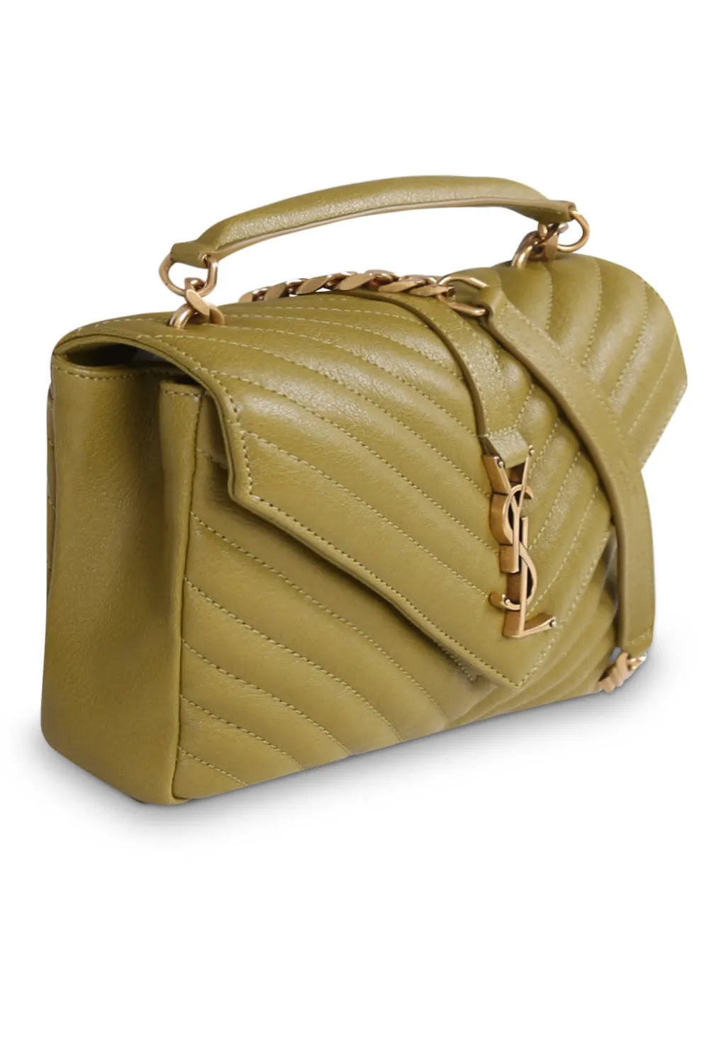 MEDIUM COLLEGE BAG OLIVE/GOLD