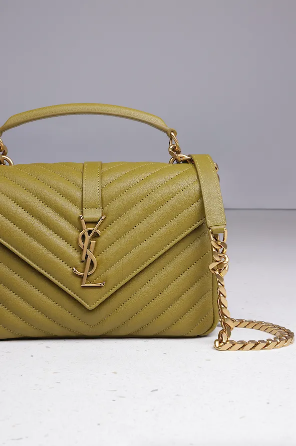 MEDIUM COLLEGE BAG OLIVE/GOLD