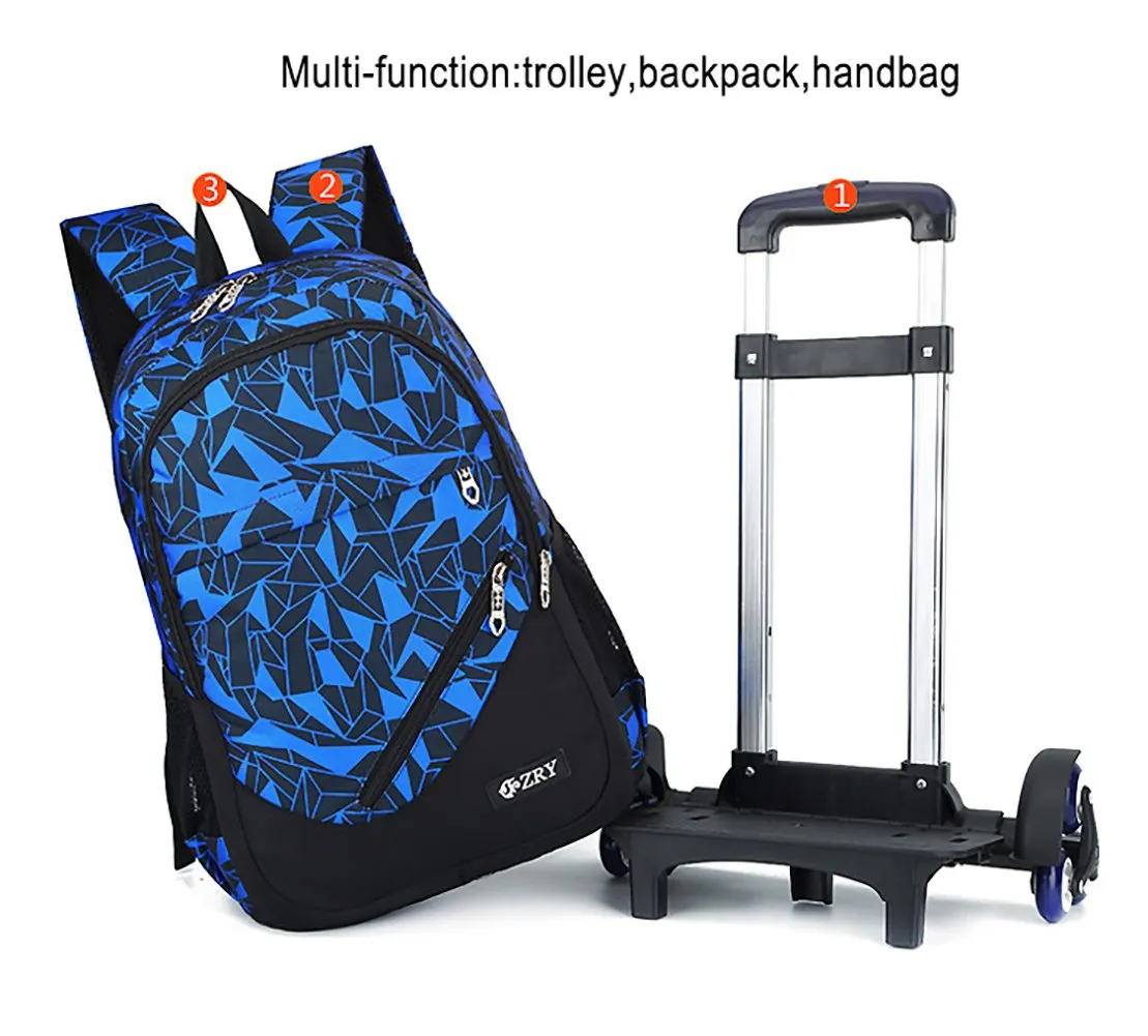 Meetbelify 3pcs Kids Rolling Backpacks Luggage Six Wheels Trolley School Bags ... (Rose red)