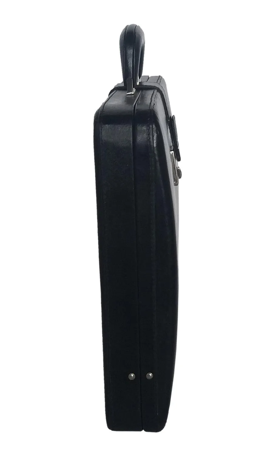 Men Genuine Leather Attache Briefcase Executive Business Handbag (Black)