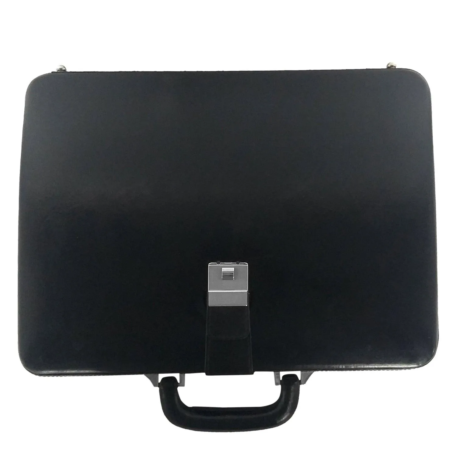 Men Genuine Leather Attache Briefcase Executive Business Handbag (Black)