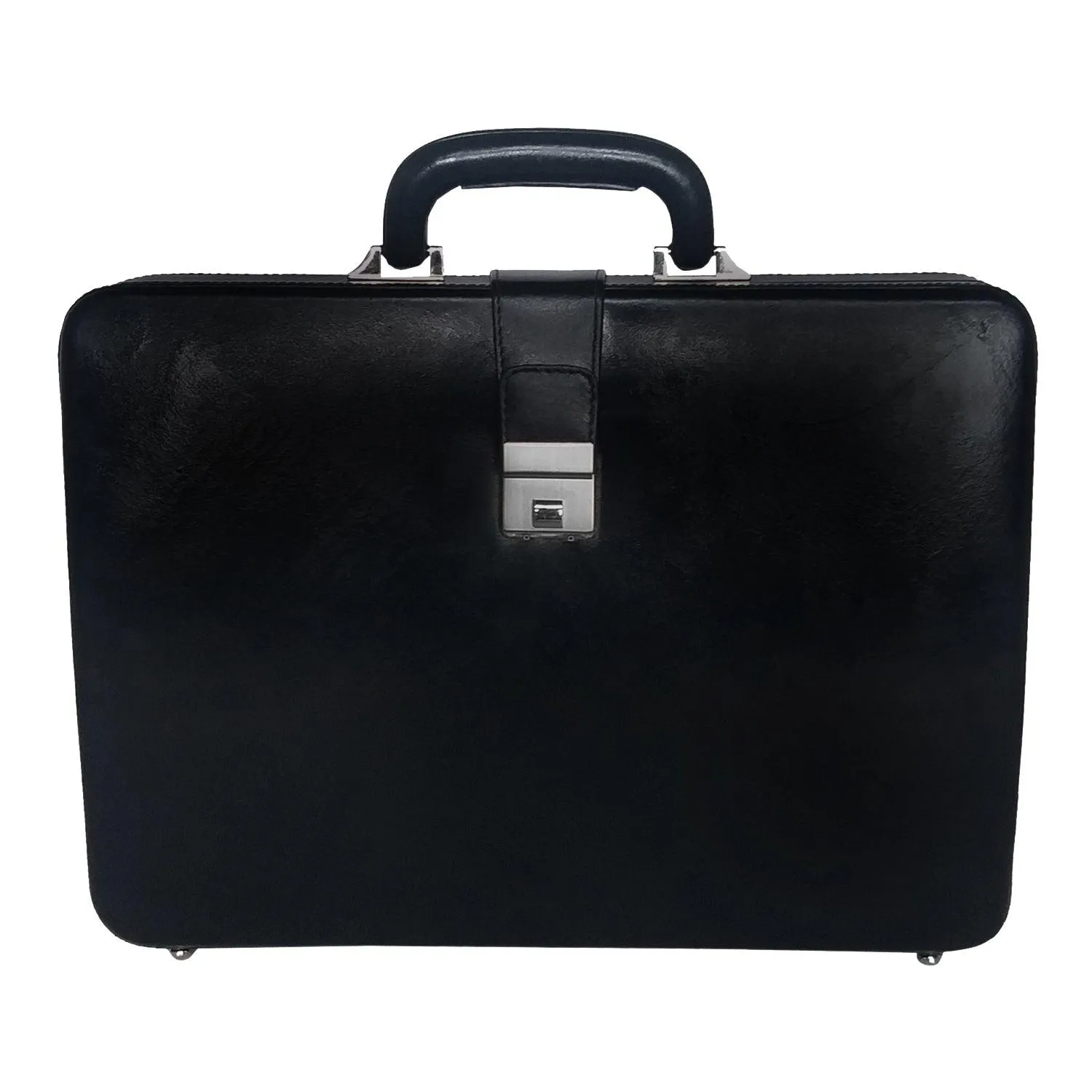 Men Genuine Leather Attache Briefcase Executive Business Handbag (Black)
