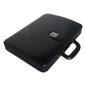 Men Genuine Leather Attache Briefcase Executive Business Handbag (Black)