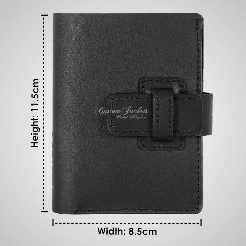 Men's Bifold Loop Stud Leather Wallet Black RFID Protected