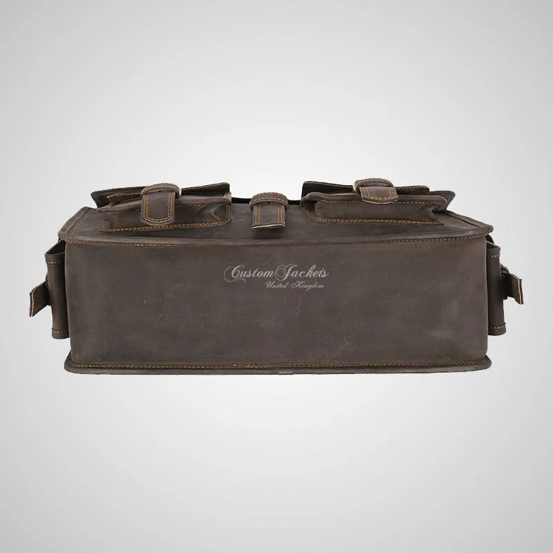 MEN'S Laptop Briefcase Bag Brown Vintage Messenger Crossbody Bag