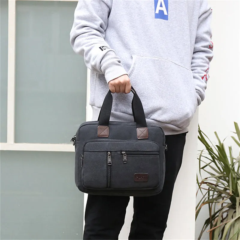 Men's Large Capacity Multifunctional Canvas Business Handbag