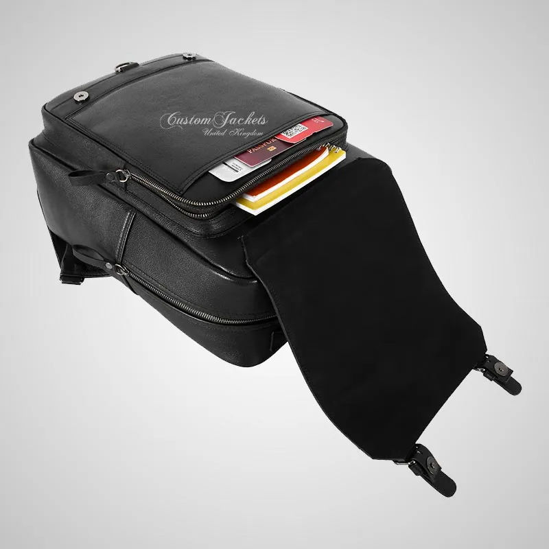 Mens Leather Laptop Backpack Bag Large Capacity College School Bag