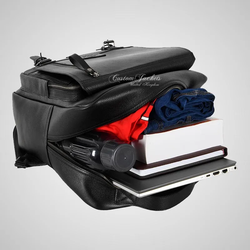 Mens Leather Laptop Backpack Bag Large Capacity College School Bag