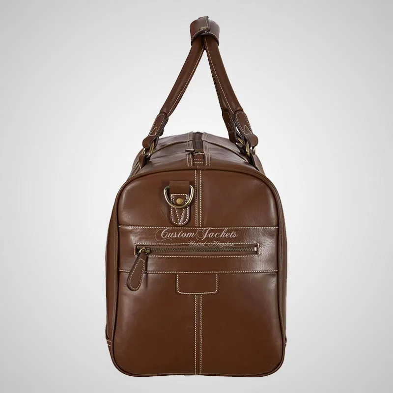 Mens Leather Travel Bag Leather Weekend Holdall Bag