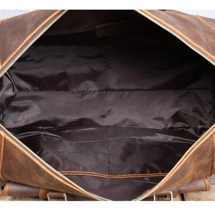 Mens Leather Weekender Bag with Shoe Compartment