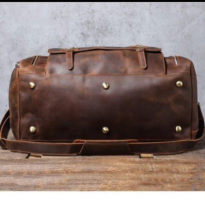 Mens Leather Weekender Bag with Shoe Compartment