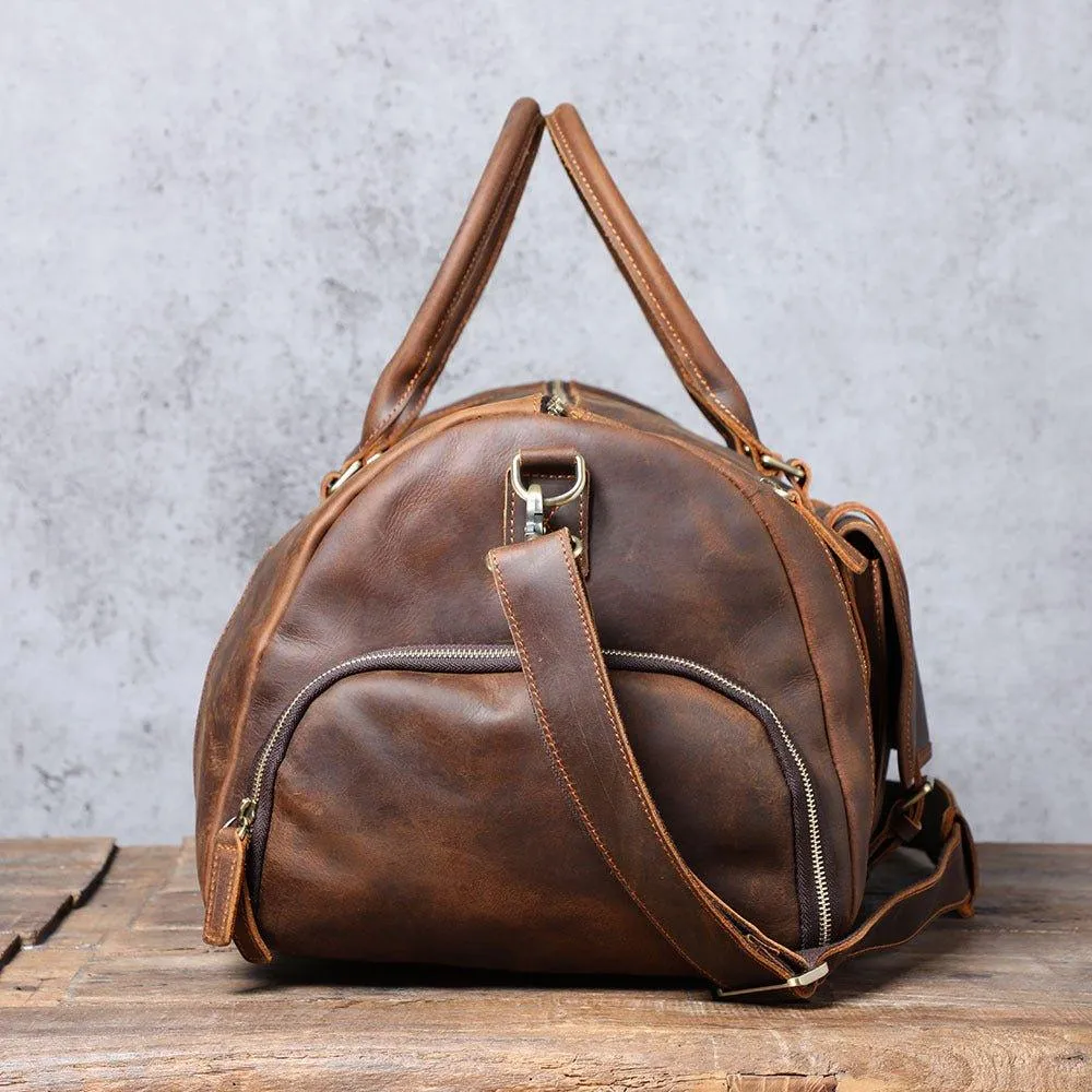 Mens Leather Weekender Bag with Shoe Compartment