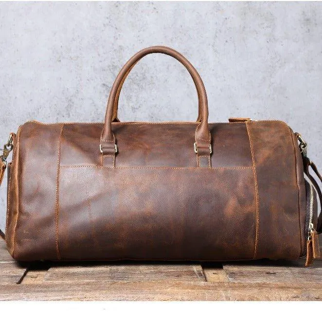 Mens Leather Weekender Bag with Shoe Compartment