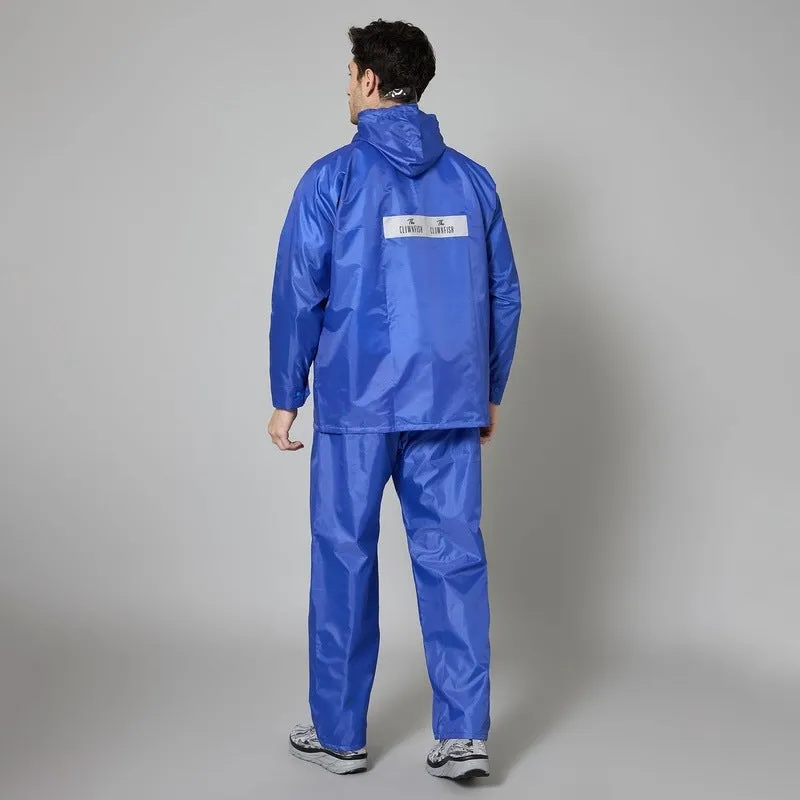 Men's Waterproof Raincoat & Pants - Reversible, Reflective | Includes Storage Bag | Size: L | Royal Blue