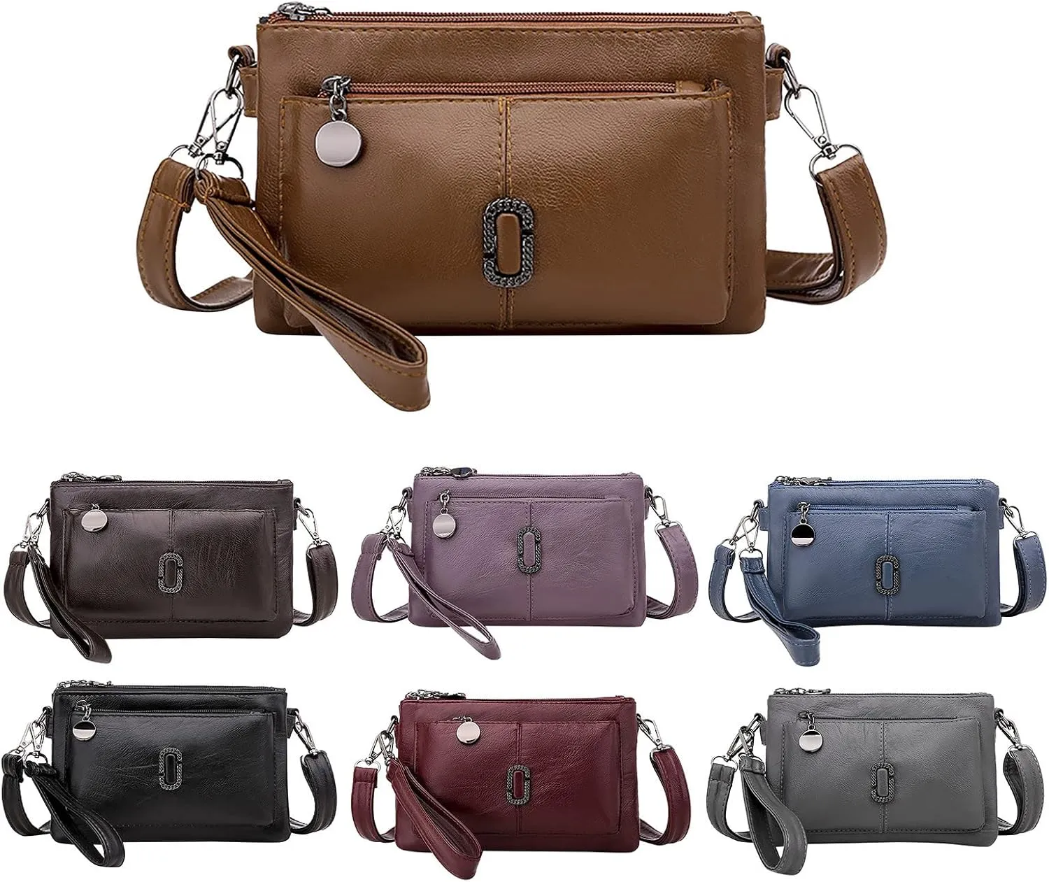 Messenger Bag Fashion Mobile Phone Change Small Square Bag Large Capacity Mobile Phone Bags Vintage (Brown, One Size)