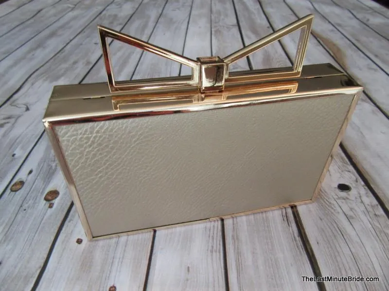 Metallic Bow Box Clutch