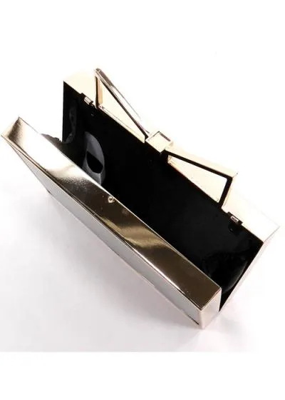 Metallic Bow Box Clutch