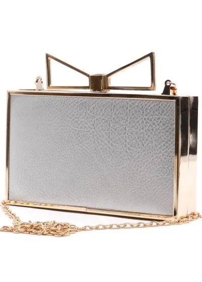 Metallic Bow Box Clutch