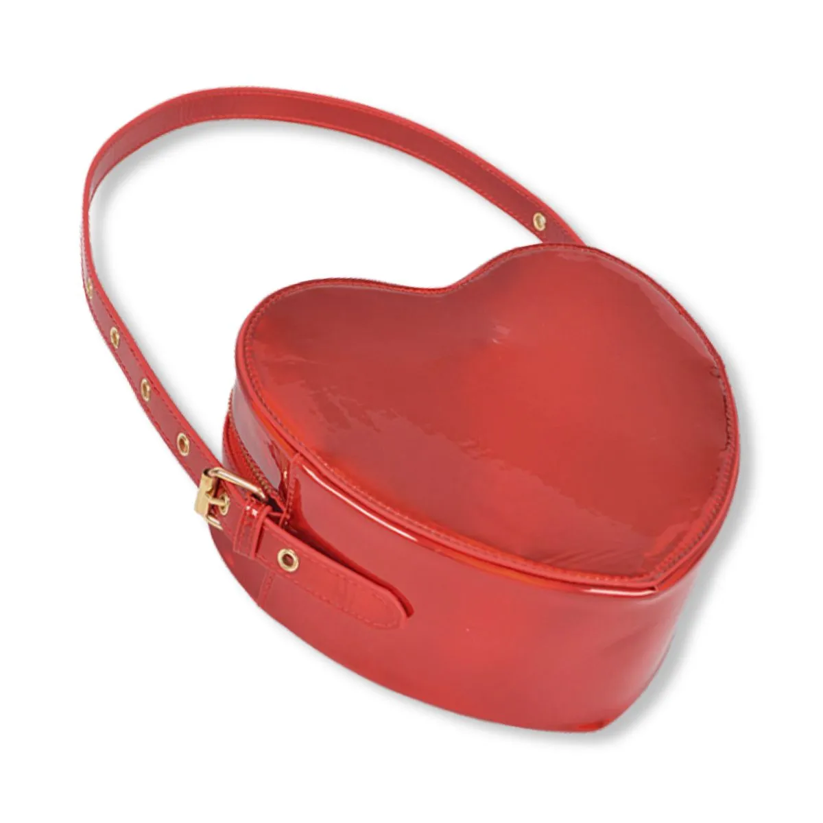 Metallic Red Heart Convertible Shoulder Bag
