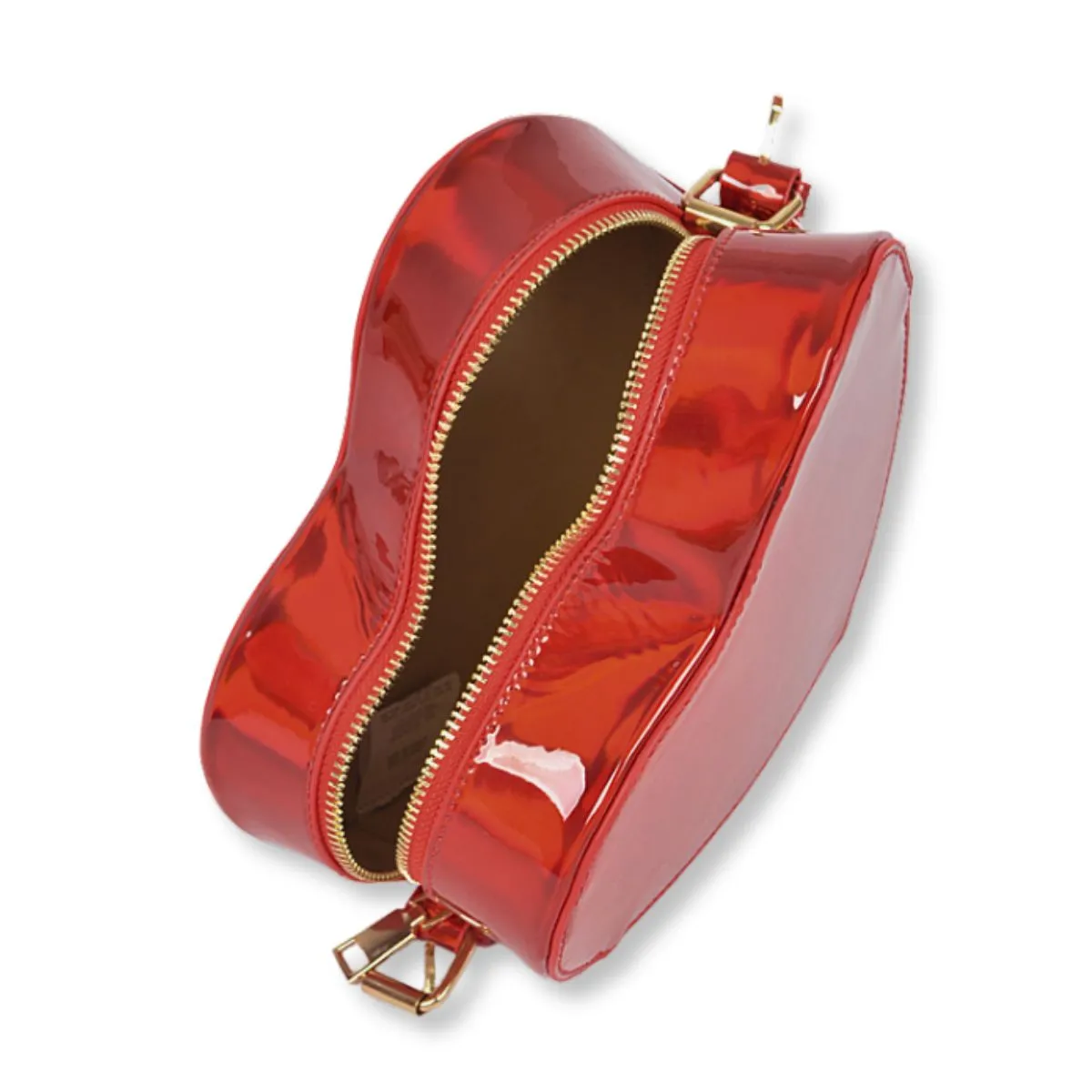 Metallic Red Heart Convertible Shoulder Bag