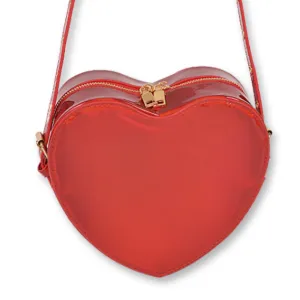 Metallic Red Heart Convertible Shoulder Bag
