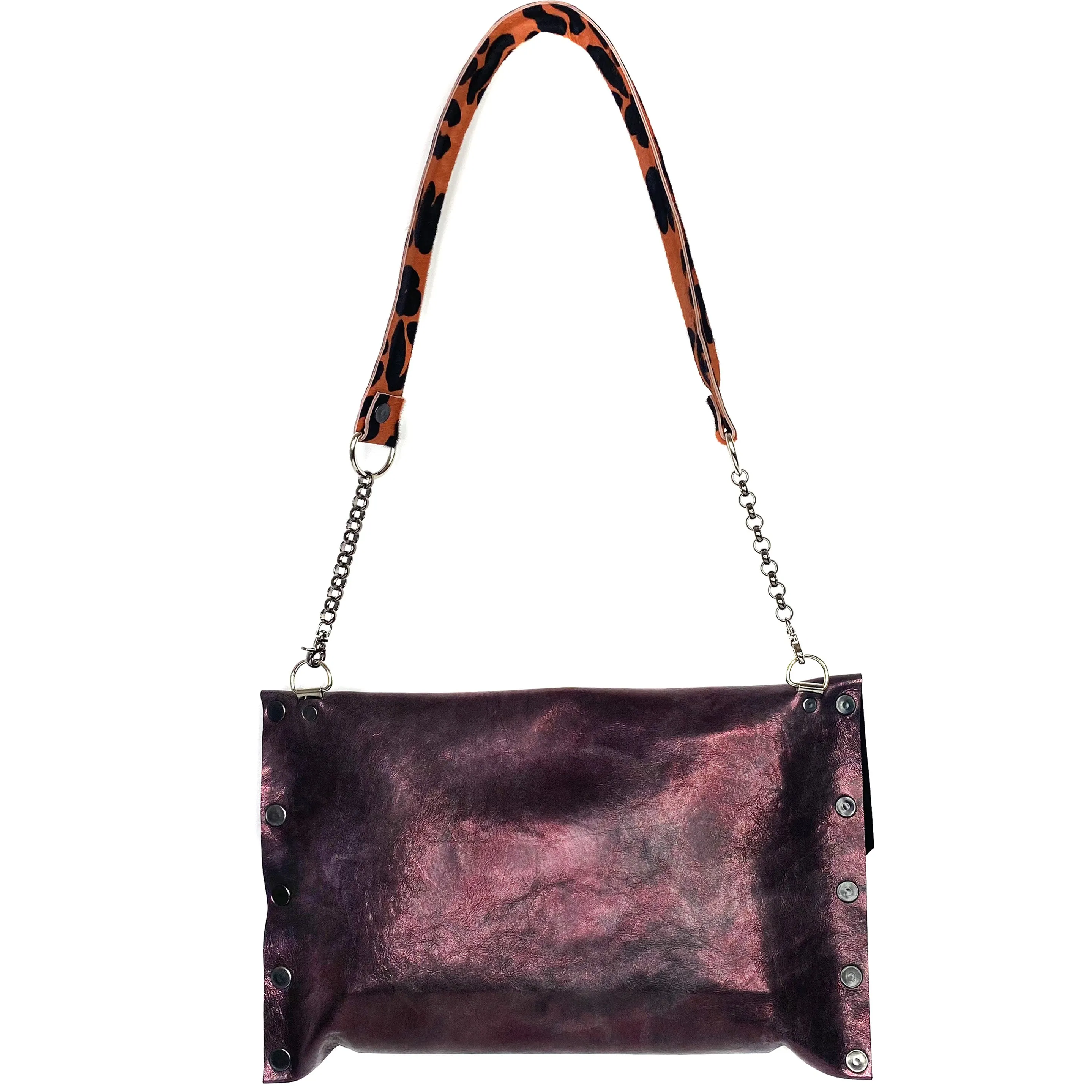 Metallic Rose Leather "Cindy" Crossbody bag
