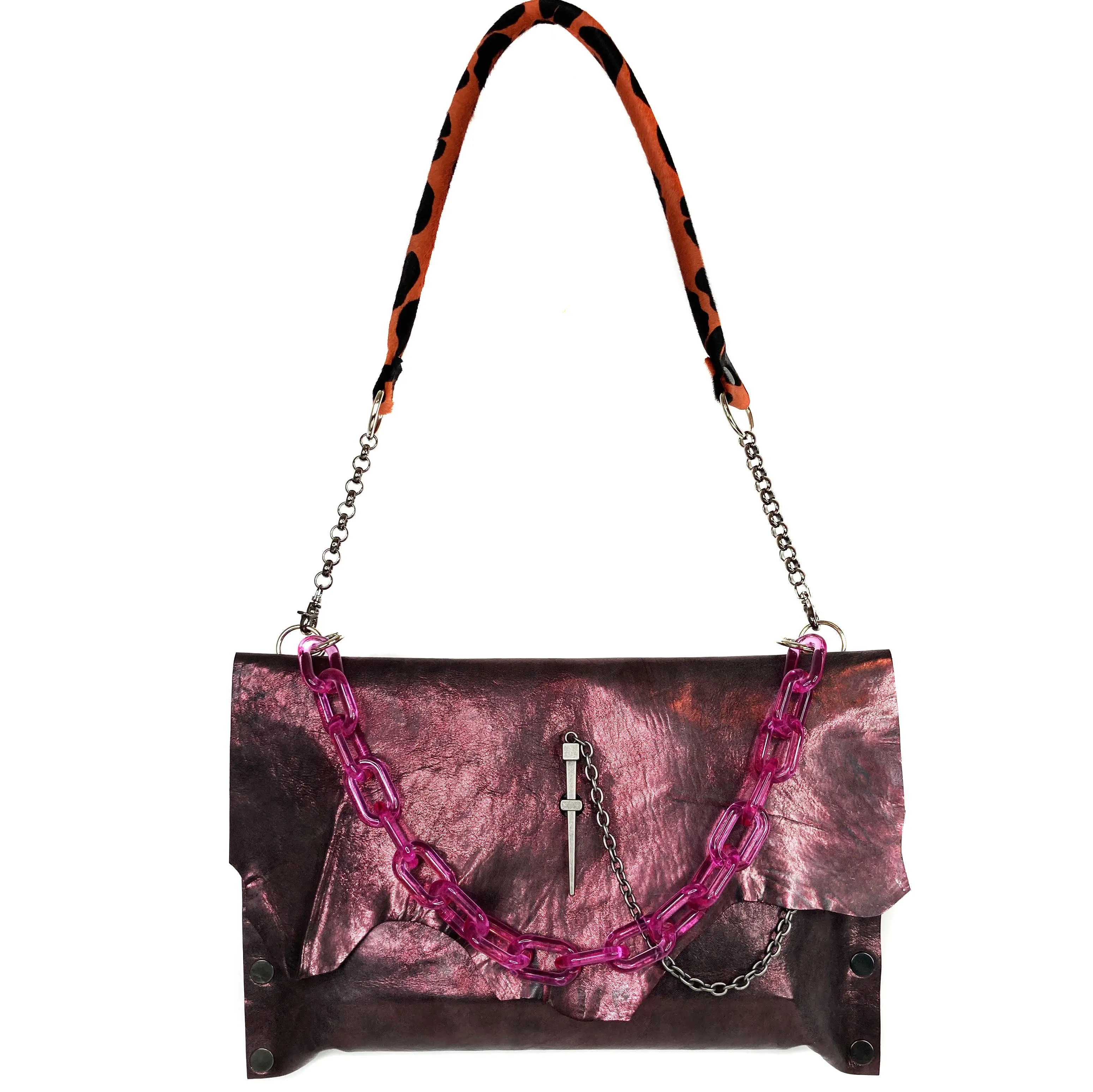 Metallic Rose Leather "Cindy" Crossbody bag