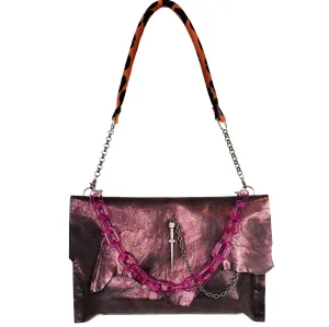 Metallic Rose Leather "Cindy" Crossbody bag