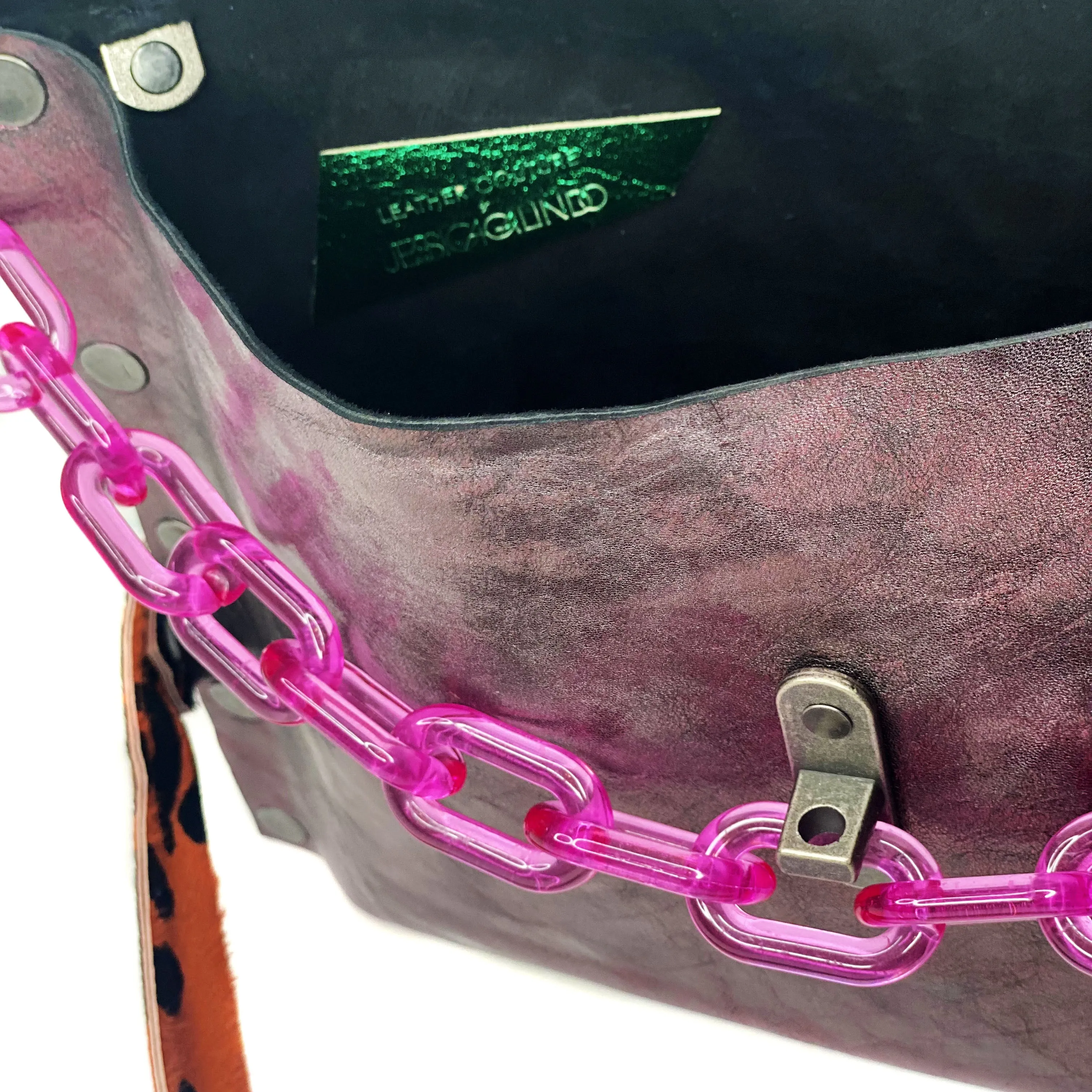 Metallic Rose Leather "Cindy" Crossbody bag