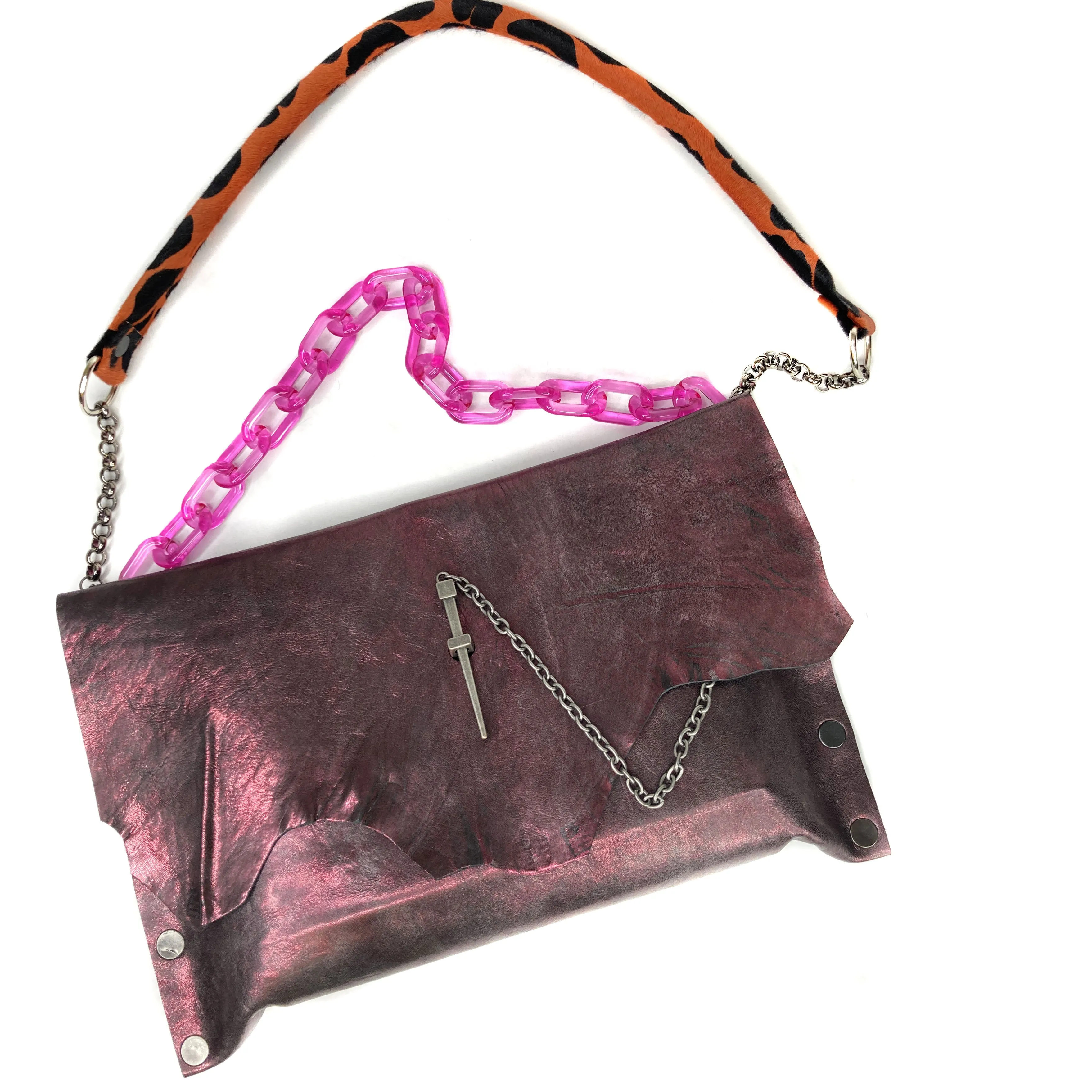Metallic Rose Leather "Cindy" Crossbody bag