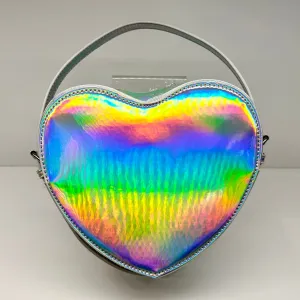 Metallic Silver Heart Convertible Shoulder Bag
