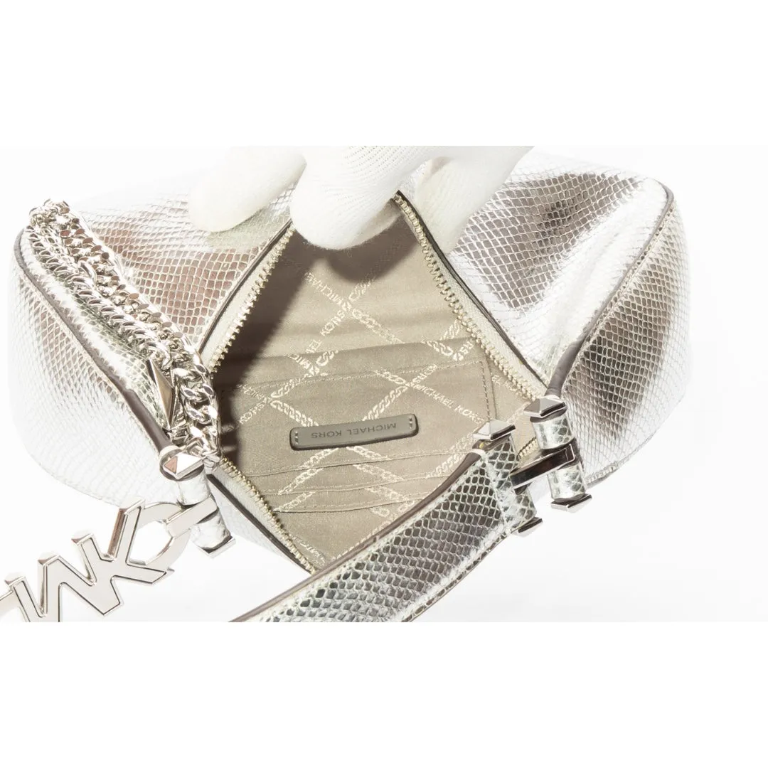 Michael Kors Piper Small Metallic Snake Embossed Leather Shoulder Bag