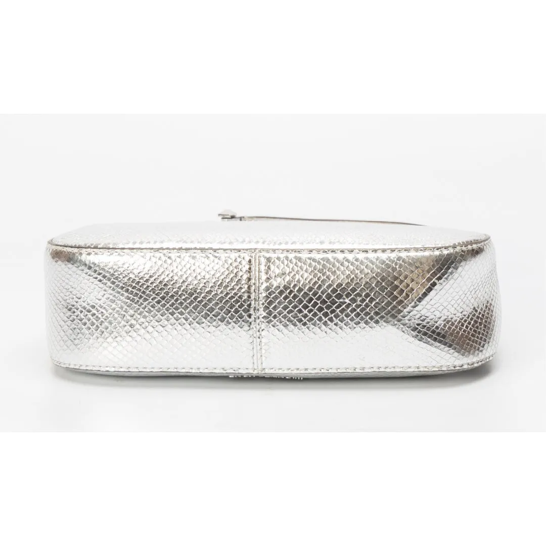 Michael Kors Piper Small Metallic Snake Embossed Leather Shoulder Bag
