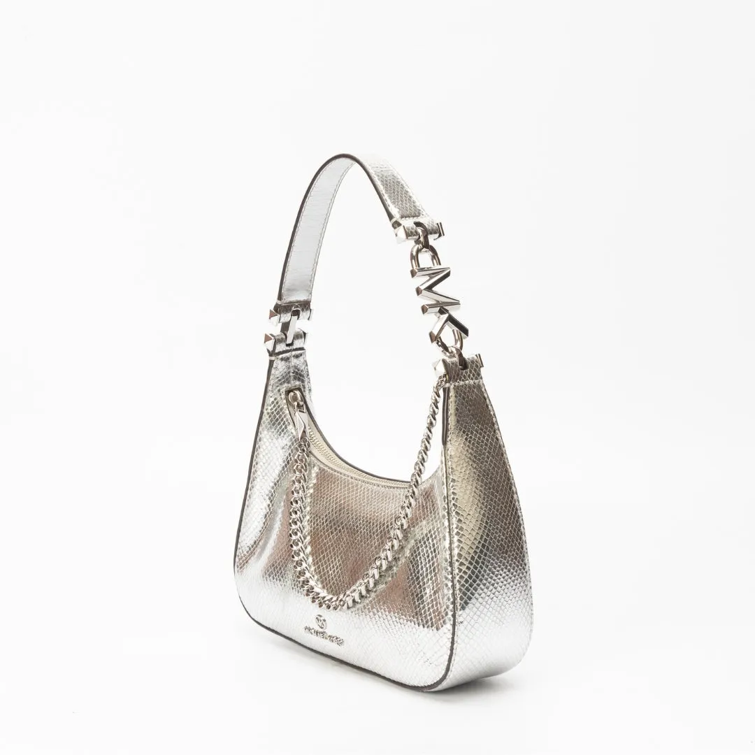 Michael Kors Piper Small Metallic Snake Embossed Leather Shoulder Bag