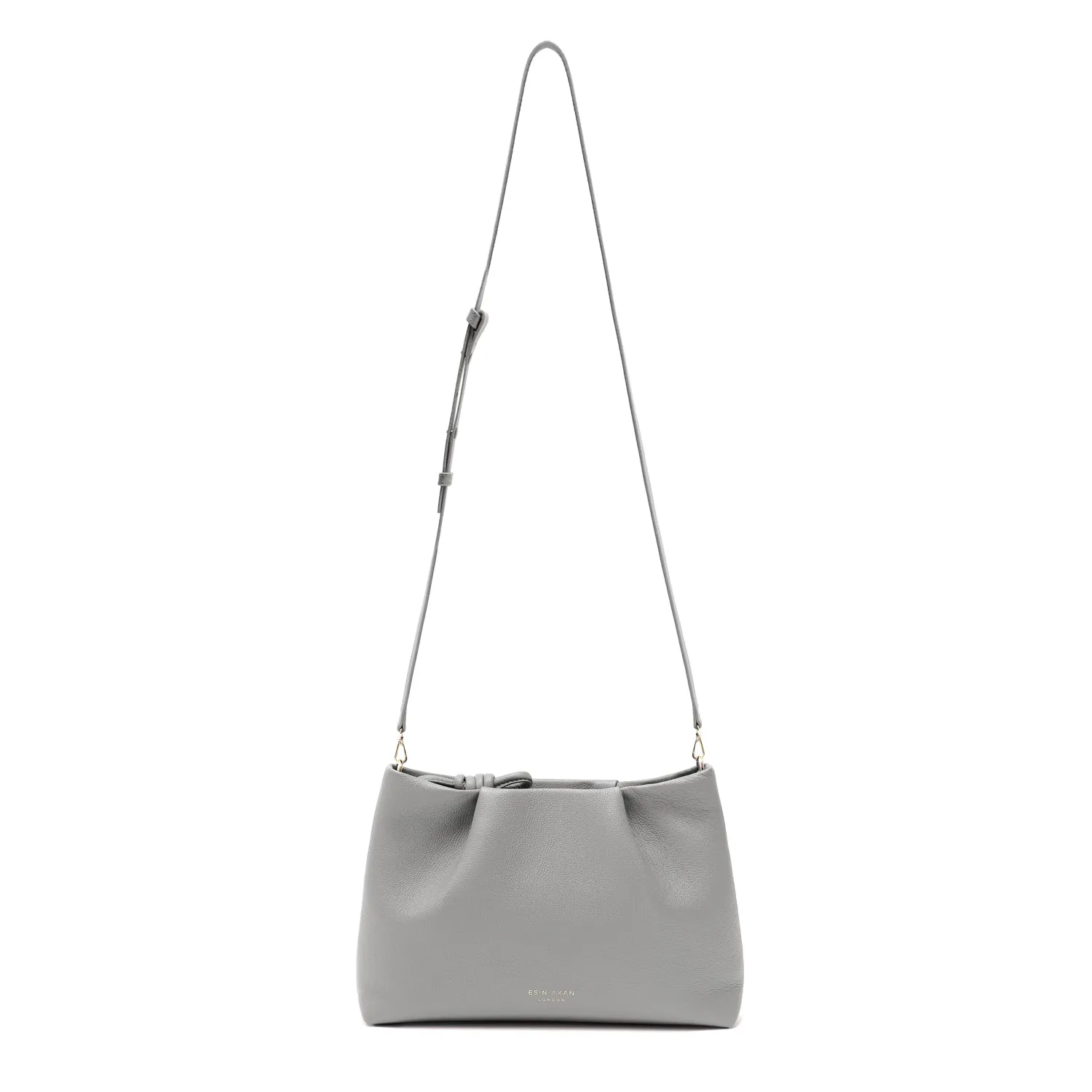 Midi Richmond Leather Crossbody Bag, Grey