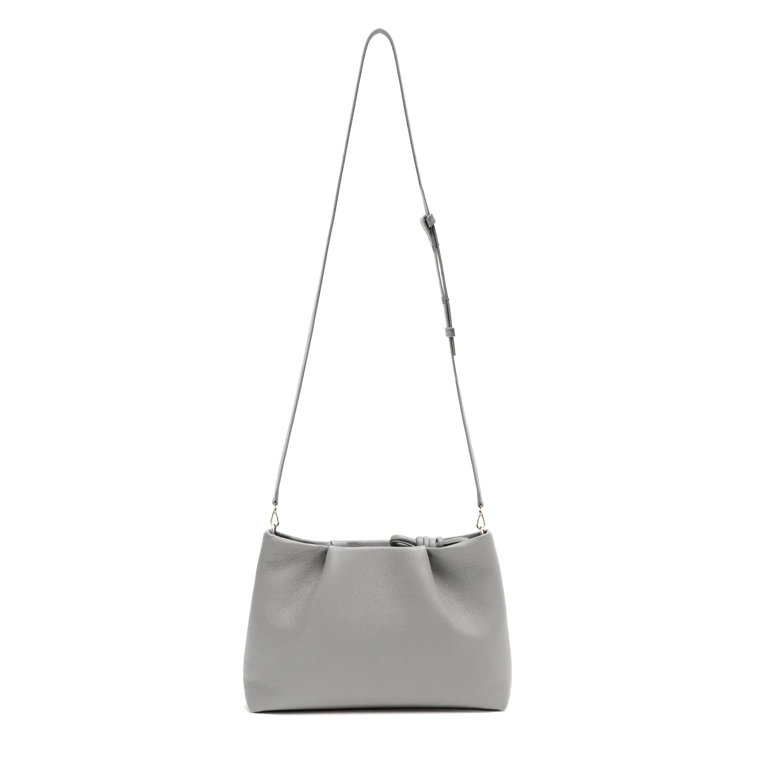 Midi Richmond Leather Crossbody Bag, Grey