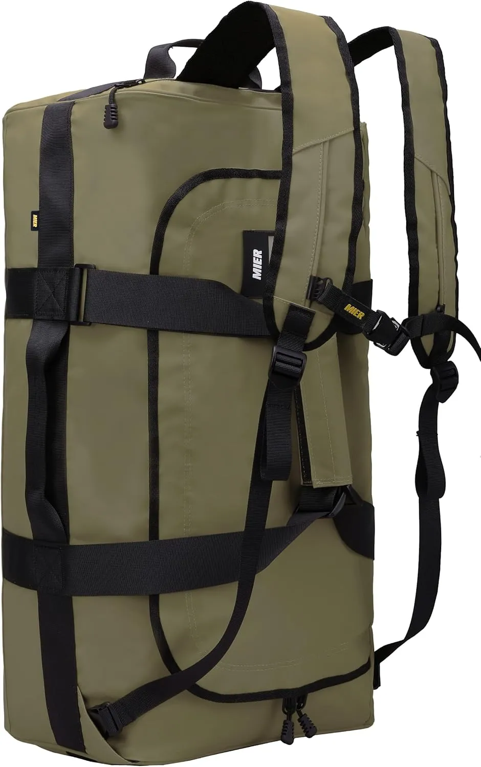 MIER Sports Bag Men's Waterproof Travel Bag Large Heavy Duty Convertible Sports Backpack with Backpack Straps and Shoe Compartment for Gym, Sports, Travel, Duffle Bag, 60L/90L, Green, 90 L
