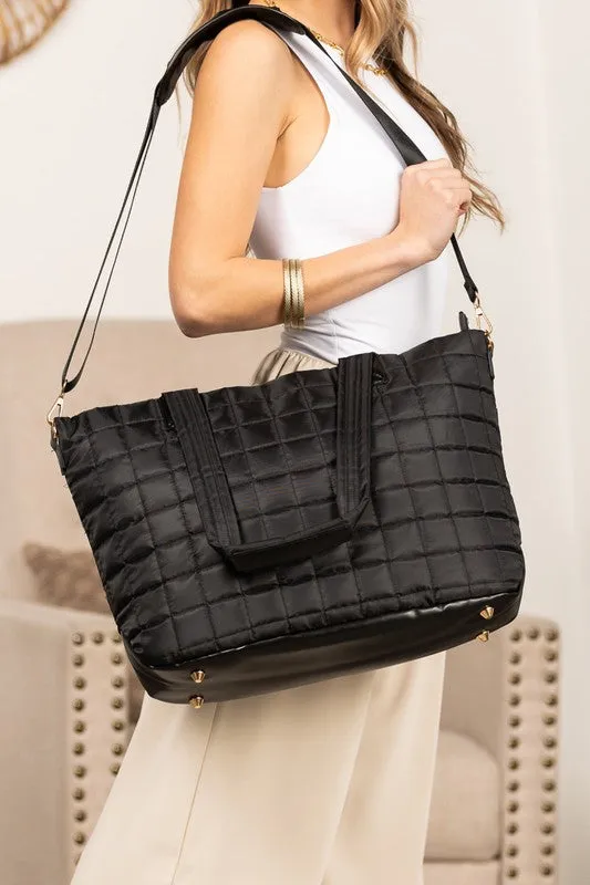 Mila Quilted Traveler Tote with Mini Clutch
