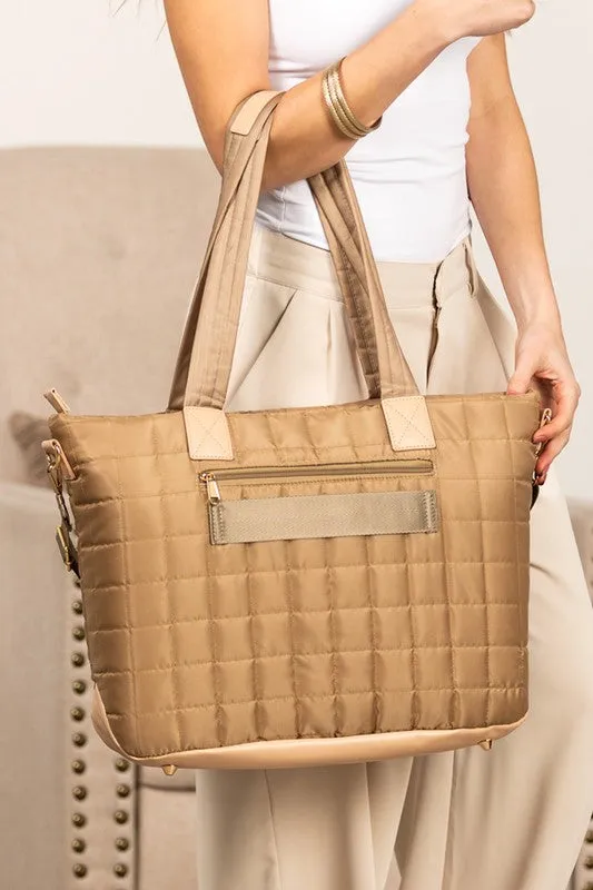 Mila Quilted Traveler Tote with Mini Clutch