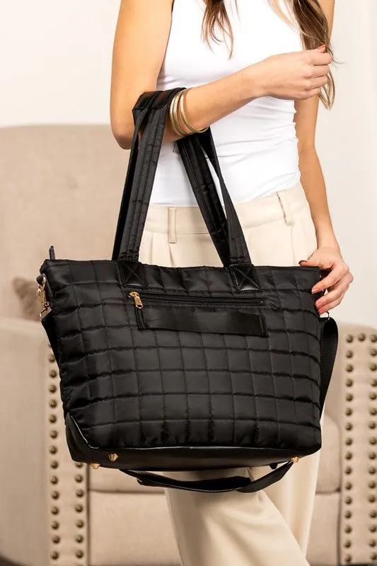 Mila Quilted Traveler Tote with Mini Clutch