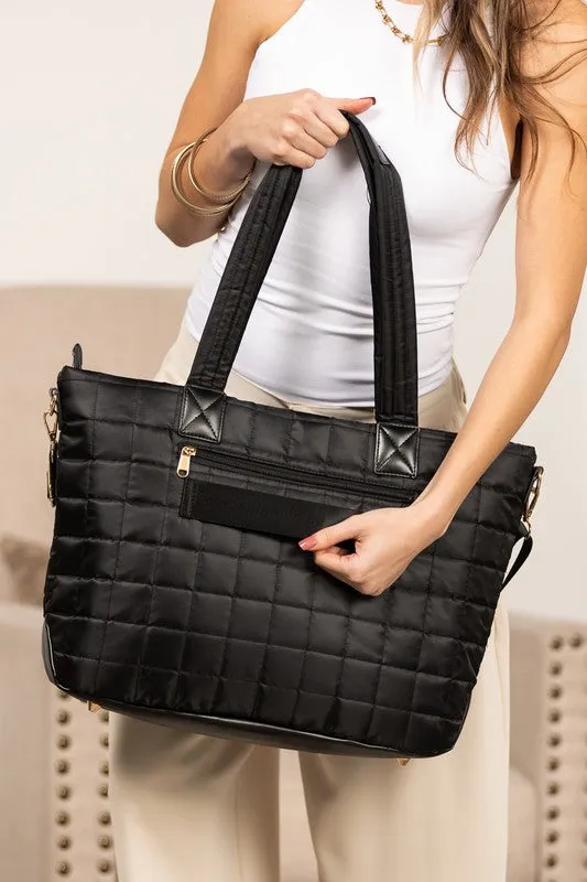 Mila Quilted Traveler Tote with Mini Clutch