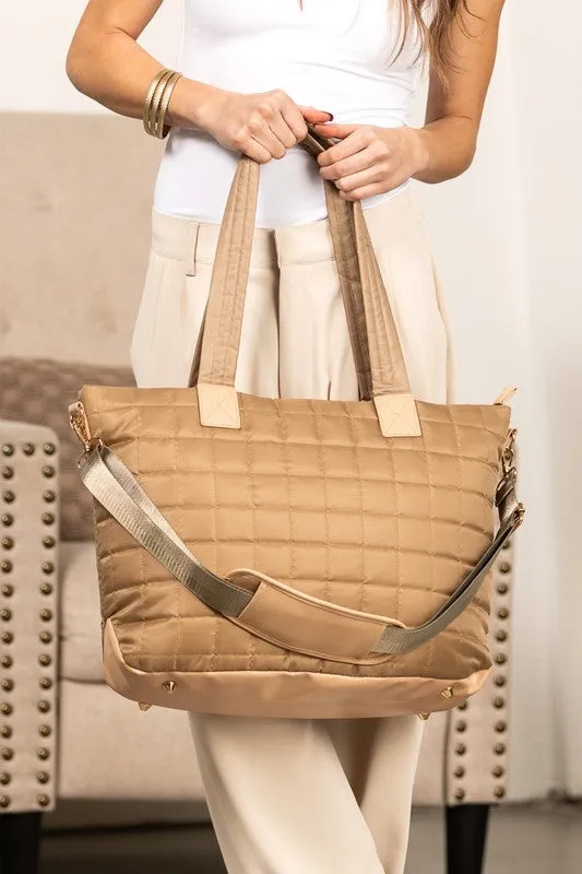 Mila Quilted Traveler Tote with Mini Clutch