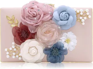 Milisente Evening Bag for Women, Flower Wedding Evening Clutch Purse Bride Floral Clutch Bag