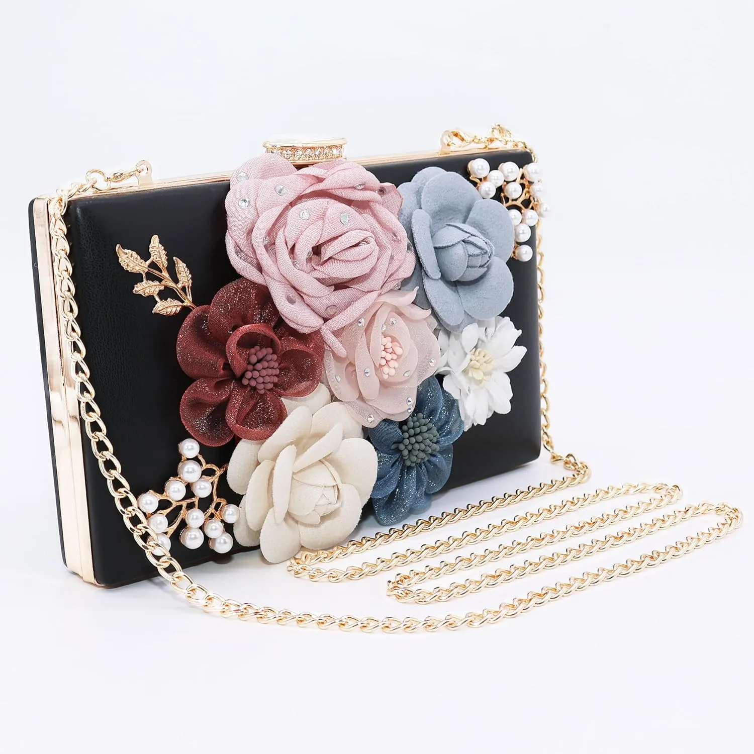 Milisente Evening Bag for Women, Flower Wedding Evening Clutch Purse Bride Floral Clutch Bag