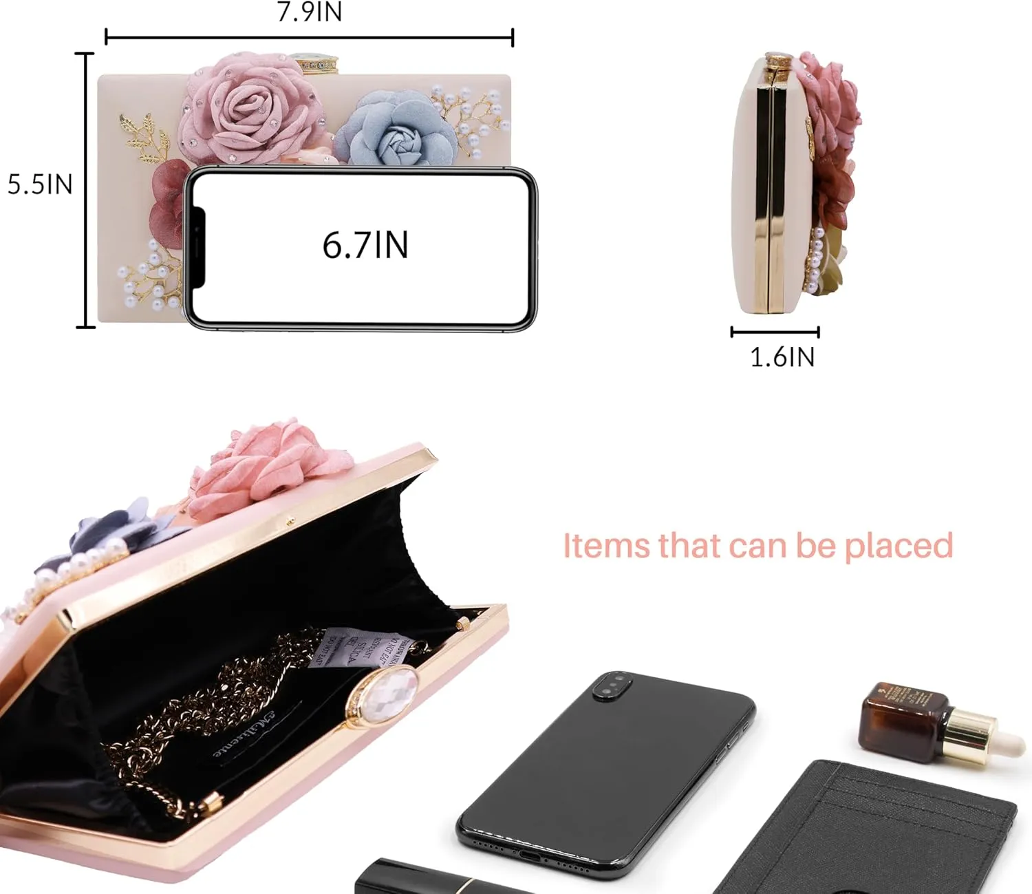 Milisente Evening Bag for Women, Flower Wedding Evening Clutch Purse Bride Floral Clutch Bag