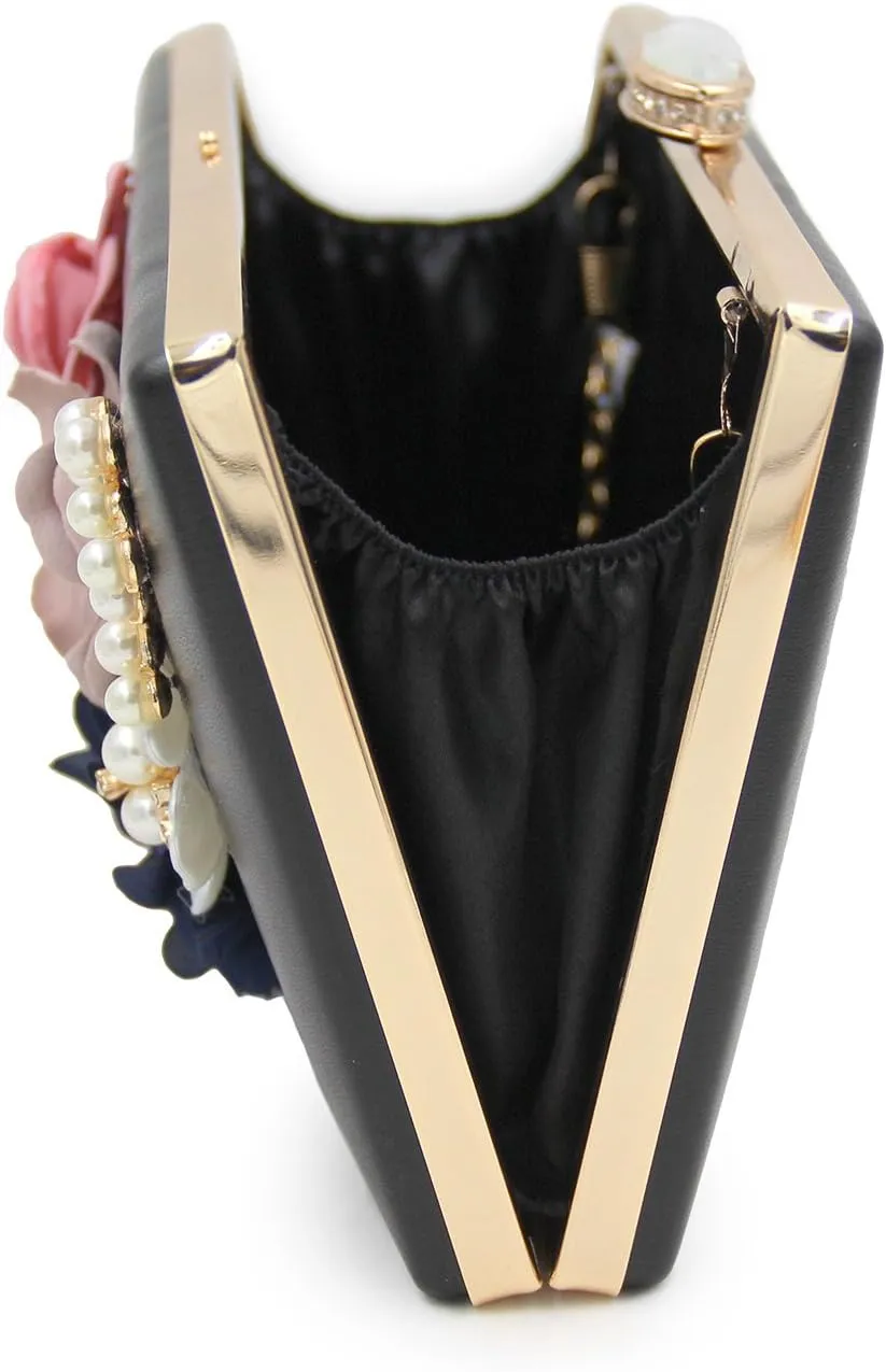 Milisente Evening Bag for Women, Flower Wedding Evening Clutch Purse Bride Floral Clutch Bag