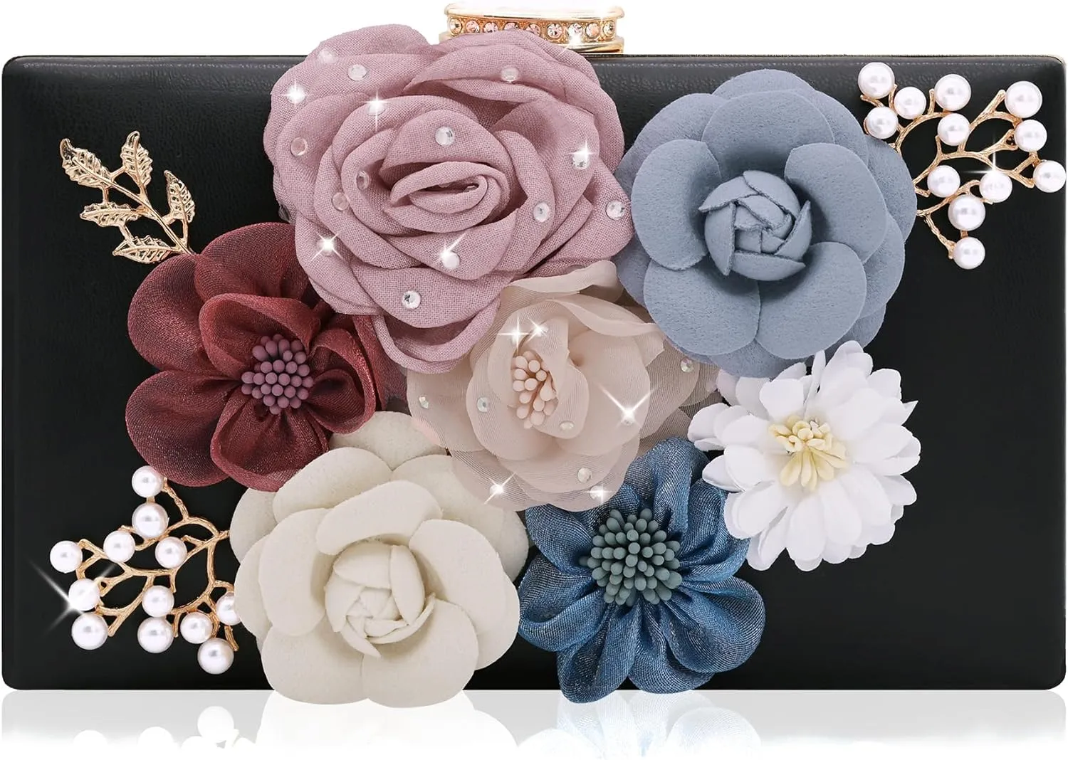 Milisente Evening Bag for Women, Flower Wedding Evening Clutch Purse Bride Floral Clutch Bag